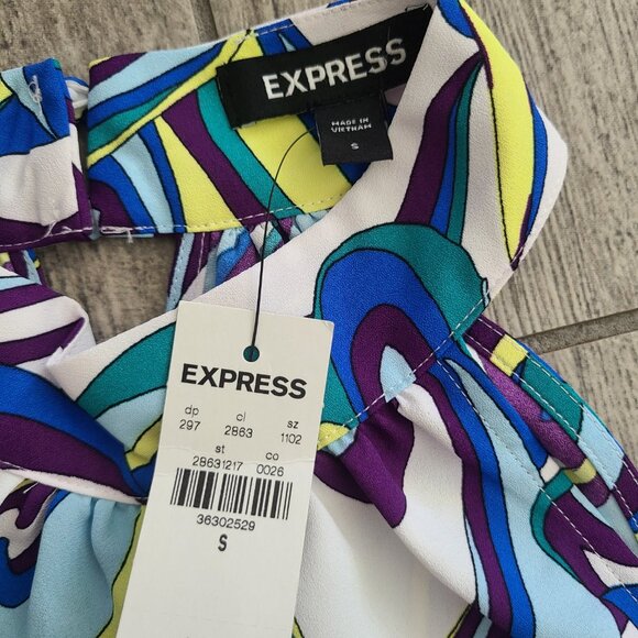 Express women's multi colored swirl print sleeveless halter top size small NWT - Picture 7 of 7